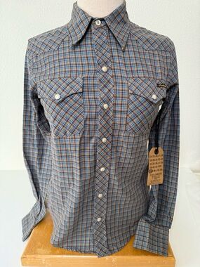 NWT Civilianaire Middleton Plaid Western Snap Shirt Women's XS Made in USA $180